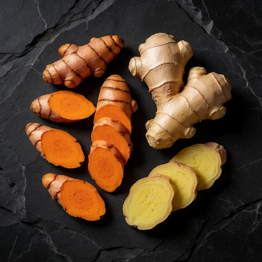 Fresh Indonesian ginger and turmeric roots