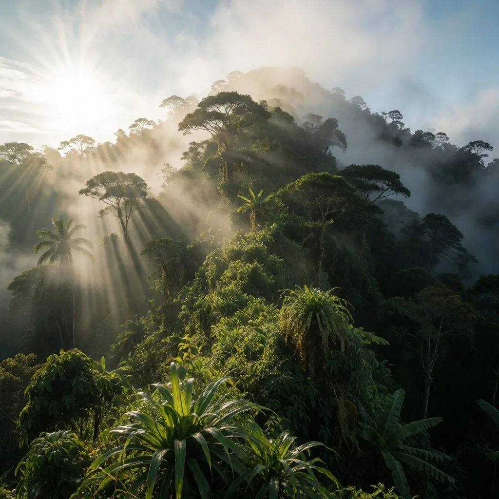 Indonesian mountain landscape at dawn