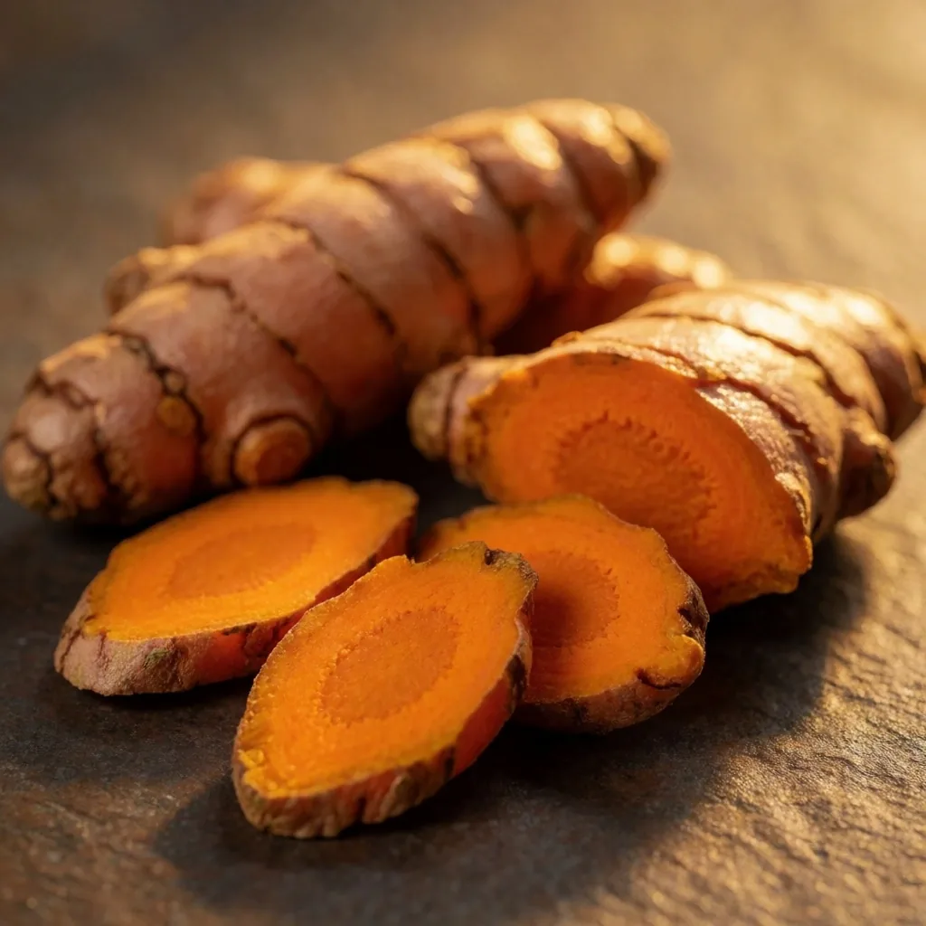 Fresh turmeric root cross-section