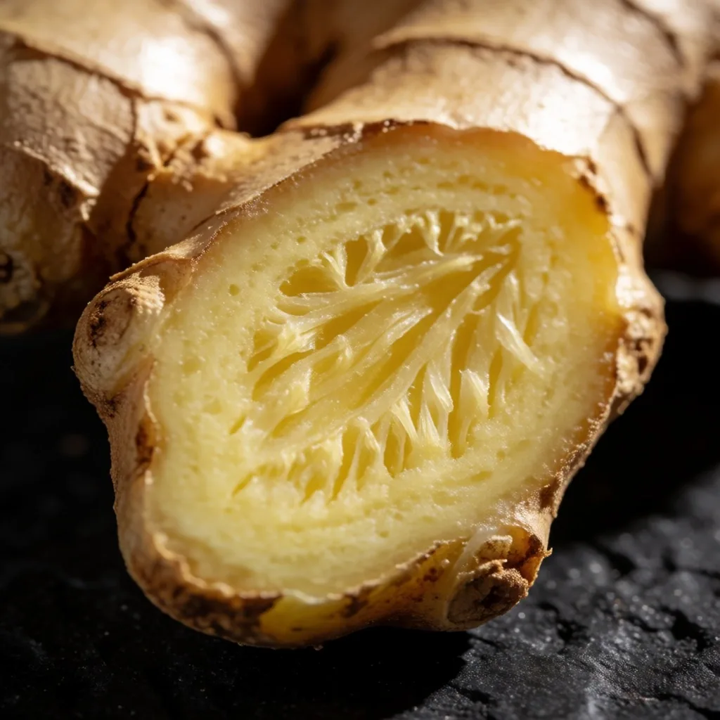 Fresh Indonesian ginger root macro photography